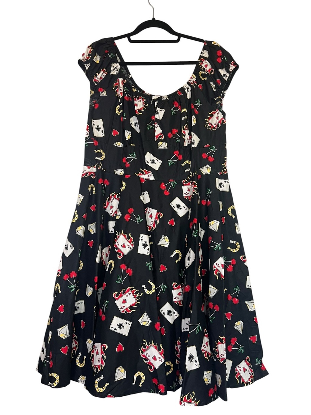 Hell Bunny Viva Las Vegas “Aces” Women’s Goth Princess Lucky 3X Rockabilly Dress